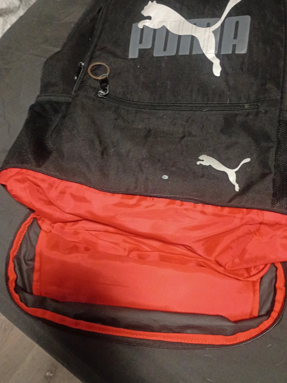 Puma Black Backpack with White Puma Logos